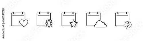 Callendar icon. Calendar planner icon collection. Reminder organizer event signs. Calendar notification icon. Business plan schedule. Stock vector