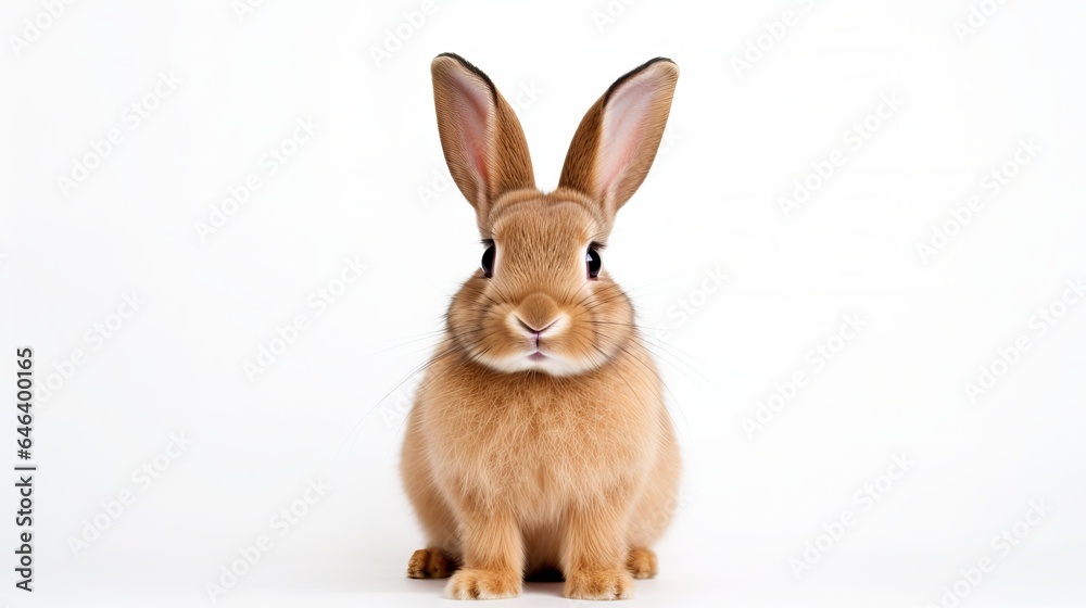 Obraz premium On a white background, a bunny or rabbit is depicted in a portrait.