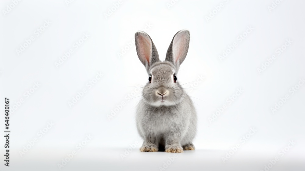 On a white background, a bunny or rabbit is depicted in a portrait. On a white background, a bunny or rabbit is depicted in a portrait.