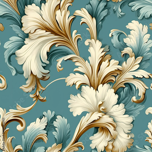 Beautiful rococo floral patterns, AI Generated