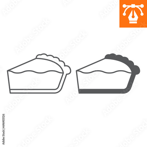 Pumpkin pie line and solid icon, outline style icon for web site or mobile app, thanksgiving and food, piece of cake vector icon, simple vector illustration, vector graphics with editable strokes.
