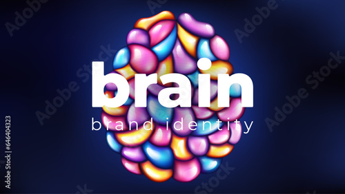 Human brain. Creative art. Left and right cerebral hemispheres, two parts concept. Colorful 3d template. Vibrant colors. Vector illustration eps10.
