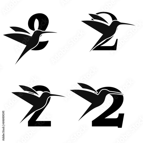 Number 2 initial Logo | Set Of Brids | Number And Bird Logo