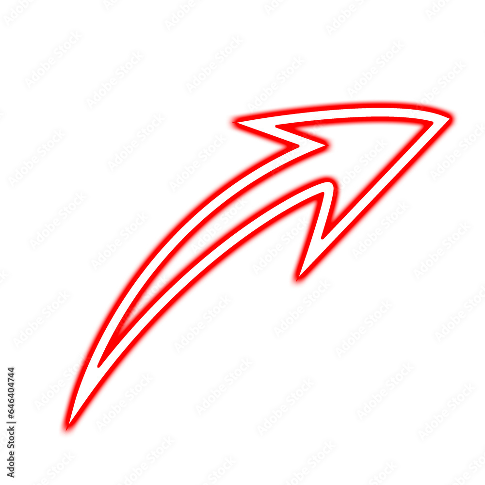 Neon red arrow pointer on a transparent background. Red symbol of all direction arrow. Glowing signs best for social media, pointing, chart, success, stock market graphics. Neon red arrow pointer on a transparent background. Red symbol of all direction arrow. Glowing signs best for social media, pointing, chart, success, stock market graphics.