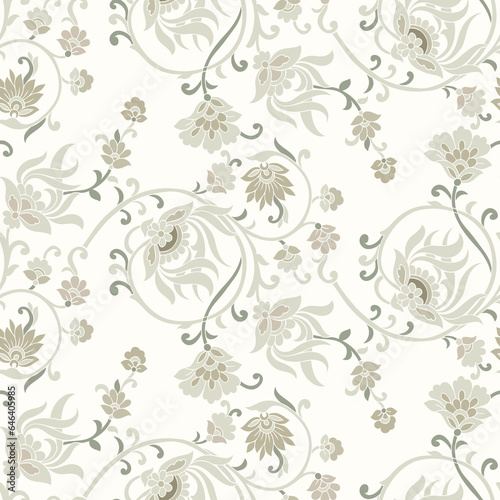 Seamless monochrome floral pattern design