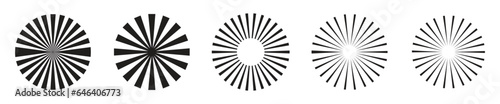Sunburst element. Radial stripes background. Sunburst icon collection. Retro sunburst design. Vector illustration.