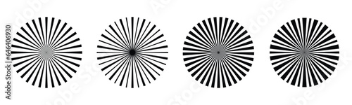 Set of sunburst element radial stripes. Sunburst icon collection. Retro radial sunset beams. Vector illustration.