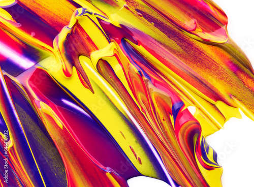 Mixed acrylic purple, red and yellow paint texture background