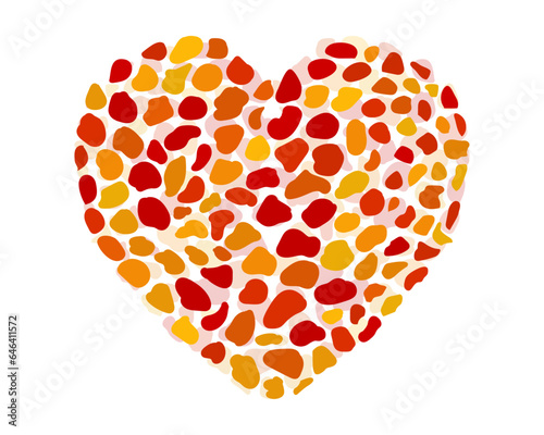Heart made with colored mosaic. Bright red, orange and yellow colors. Vector Vector design for St. Valentine's Day, Mothers Day. 
