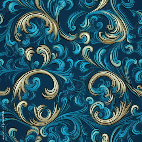 Blue royalty seamless pattern backgroud, AI Generated