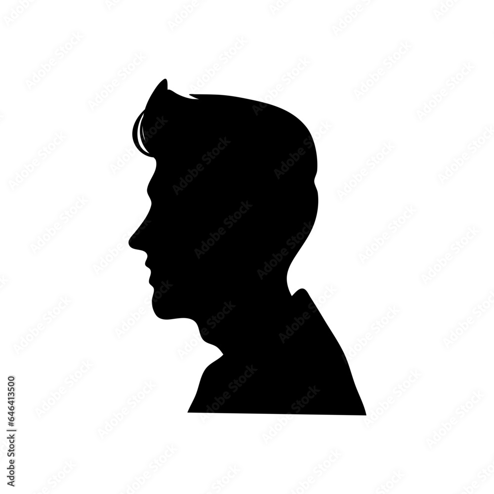 Head silhouettes. faces portraits, anonymous person head silhouette illustration. People profile and full face portraits