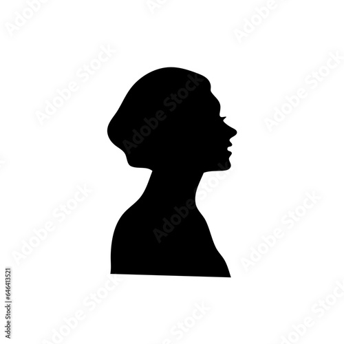 Head silhouettes. faces portraits, anonymous person head silhouette illustration. People profile and full face portraits © P4ramours
