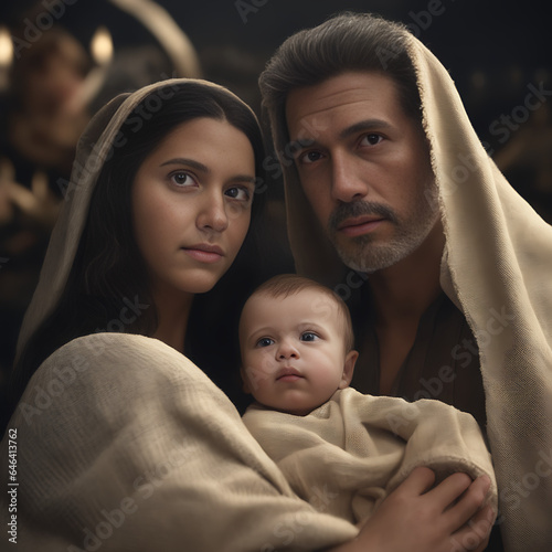 Retrato de navidad Jesús, María y José  photo