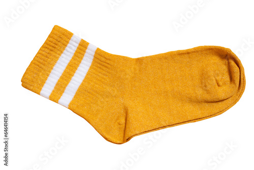 Single orange sock on a transparent background