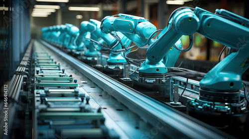 Robots are tasked with handling operations on a computer assembly line.
