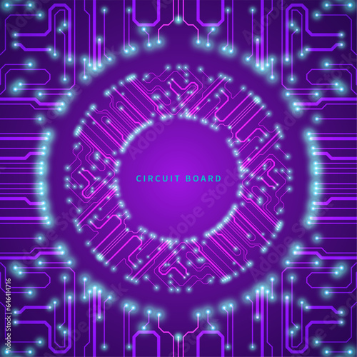 Abstract technology background with round circuit board.