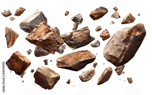 Canvastavla Falling Pebbles Rock Stones Isolated on a Transparent Background PNG