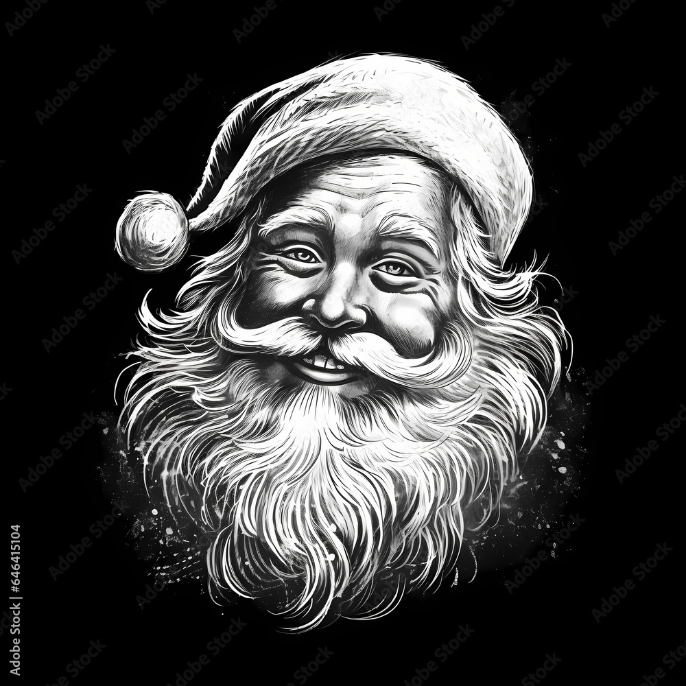 Black And White Drawing Of A Smiling Santa Claus Black And White Drawing Of A Smiling Santa Claus