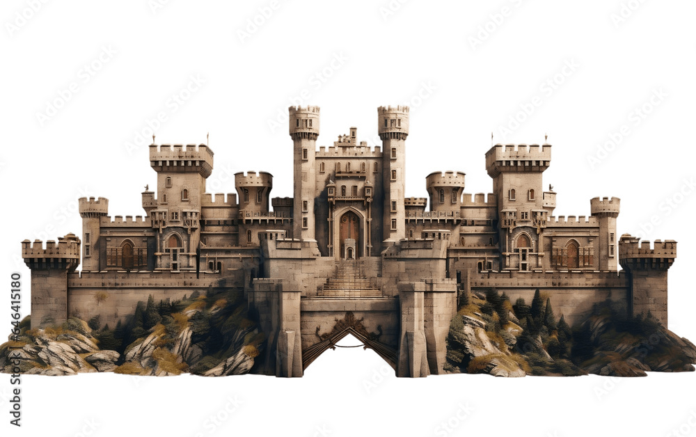 Royal Stronghold Isolated on a Transparent Background PNG. Generative AI