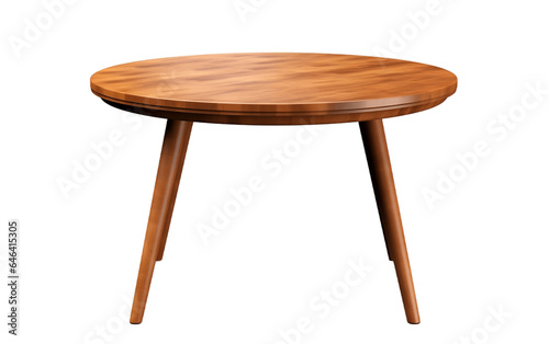 Circular Oak Table Isolated on a Transparent Background PNG. Generative AI