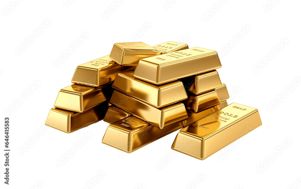 Solid Gold Bullion Isolated on a Transparent Background PNG. Generative AI