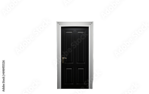 Photo Showing a Secure Black Door Isolated on a Transparent Background PNG. Generative AI