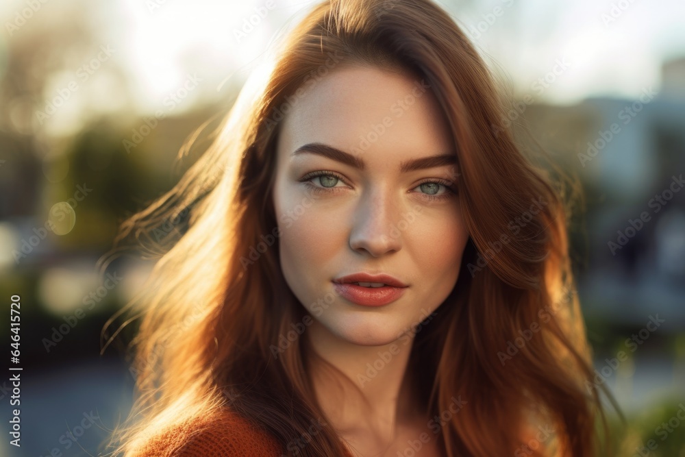 close up of an attractive young woman standing outdoors