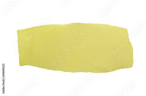 Yellow torn paper piece on transparent background. Ripped paper label png.