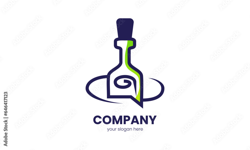 Chat Message Logo, with message bottle shape