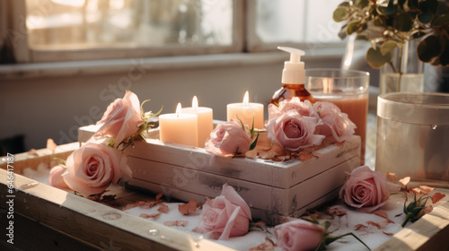 Wallpaper Mural Spa candles and roses Torontodigital.ca