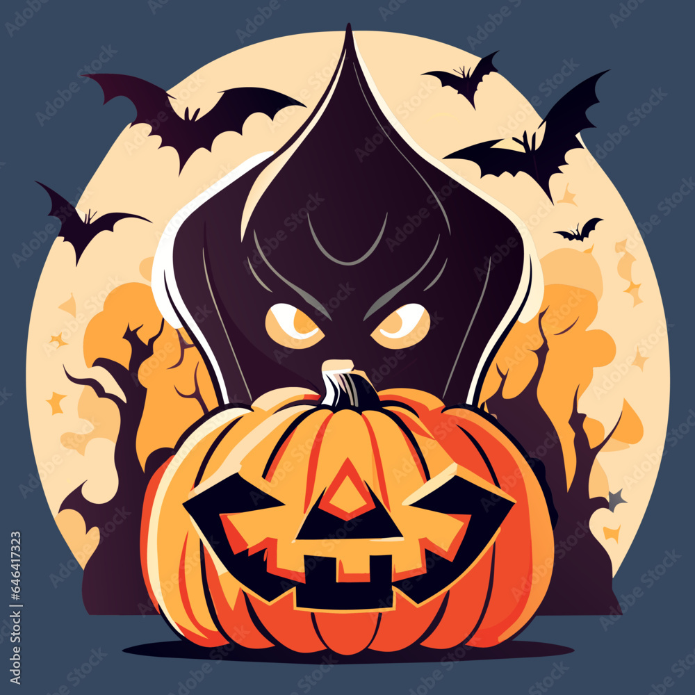Naklejka premium Spooky Halloween Vector Illustration: A Creepy Celebration