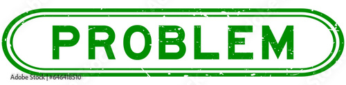 Grunge green problem word rubber seal stamp on white background