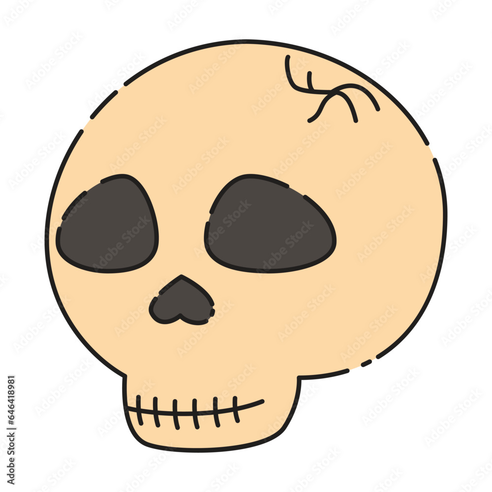 Skull with a crack magic item for witchcraft or decoration for Halloween Skull with a crack magic item for witchcraft or decoration for Halloween