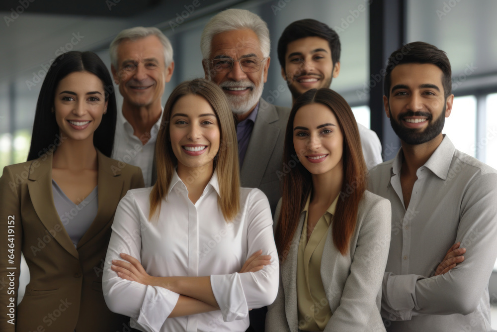 Beautiful Multy-Ethnic Business Team Looking at Camera and Smiling in Office Beautiful Multy-Ethnic Business Team Looking at Camera and Smiling in Office