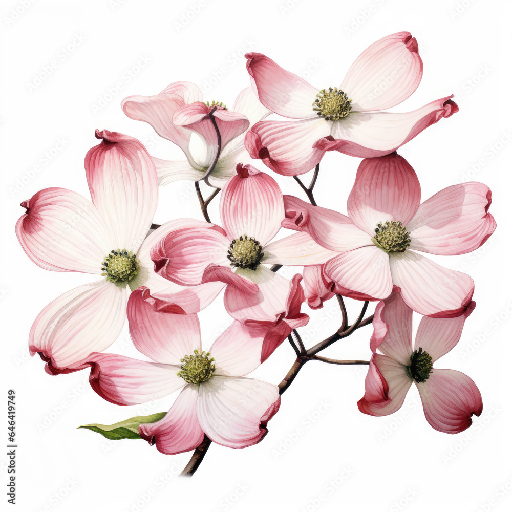Watercolor dogwood . Generative Ai Watercolor dogwood . Generative Ai
