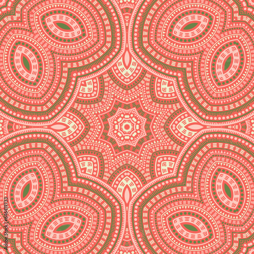 Girih authentic floral vector seamless motif. Textile patchwork design. Decor...