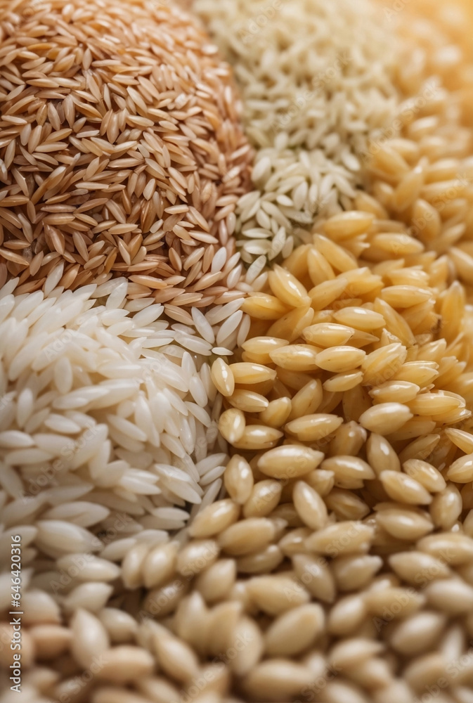 A rice grains varieties with their unique sizes.