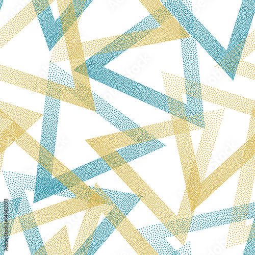 Geometric dotwork triangles vector seamless pattern design.