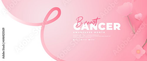 Breast Cancer Awareness Month banner, with pink ribbon elements