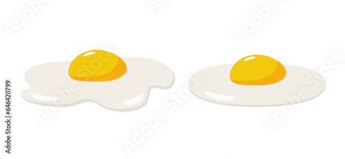 Fried eggs. Breakfast concept. Isolated on white background. Flat design.