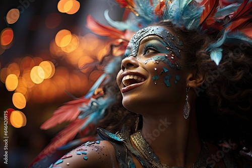 At Carnival, vibrant dancers and dazzling floats fill the avenue in an explosion of color and movement., generative IA