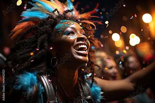 Carnival frenzy: dancing crowds, floats and vibrant colors., generative IA