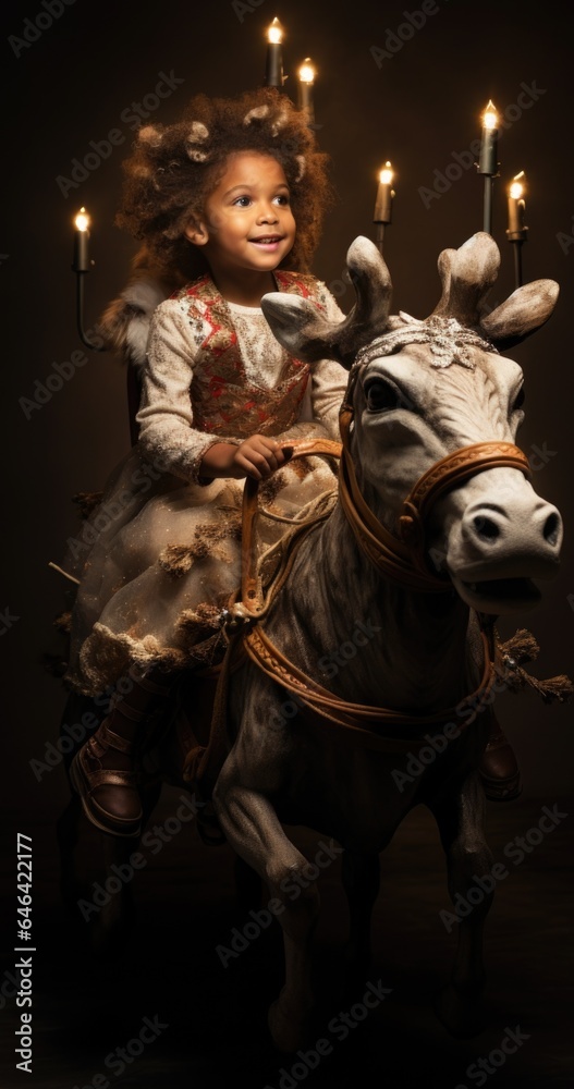 Obraz premium A little girl riding on the back of a horse