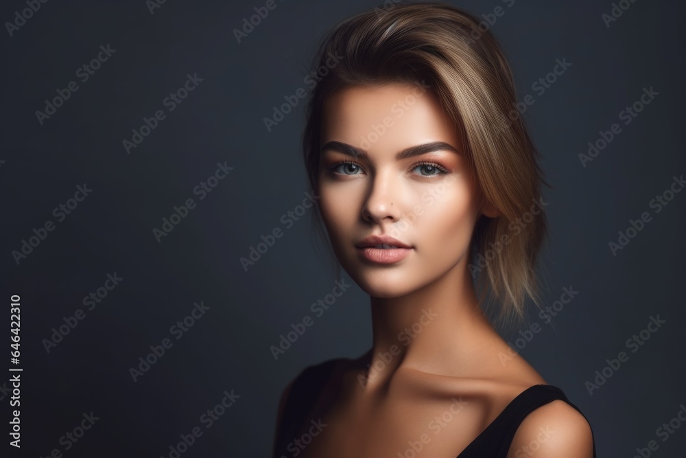 shot of a beautiful young woman posing against a gray background shot of a beautiful young woman posing against a gray background