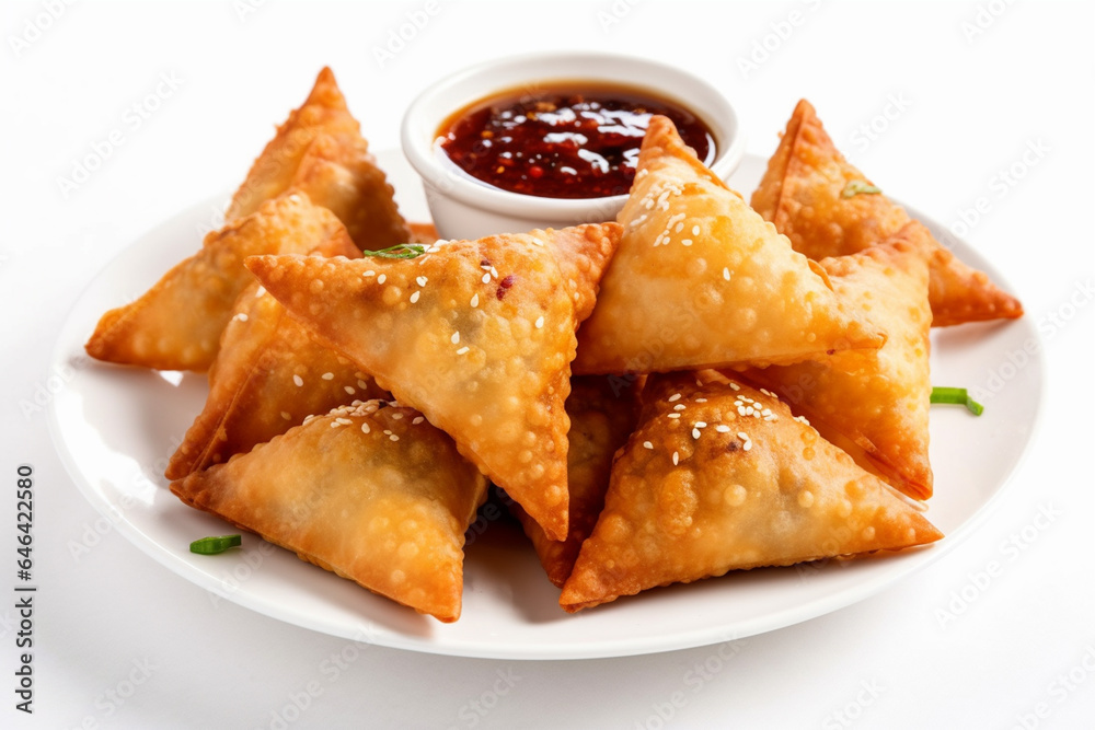 Indian snacks vegetable Samosas a spicy blend of vegetables wrapped in a deep fried triangular pastry parcel, fried Indian food . AI Generative Indian snacks vegetable Samosas a spicy blend of vegetables wrapped in a deep fried triangular pastry parcel, fried Indian food . AI Generative