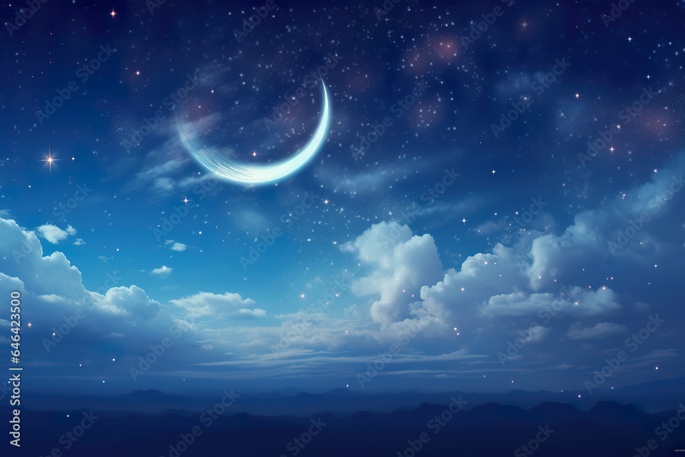 Crescent moon sky wallpaper, aesthetic design background