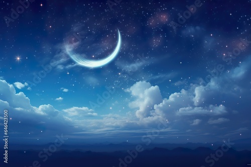 Crescent moon sky wallpaper, aesthetic design background
