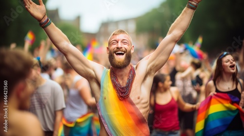 Photo of  happy  gay celebrating LGBTQIA+ community © Riccardo