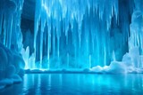 an image of a majestic waterfall frozen in time, its cascading water transformed into sparkling crystal - AI Generative