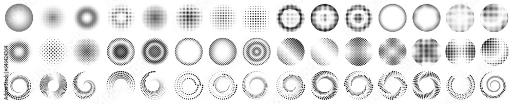 Abstract circle consisting of many dots set